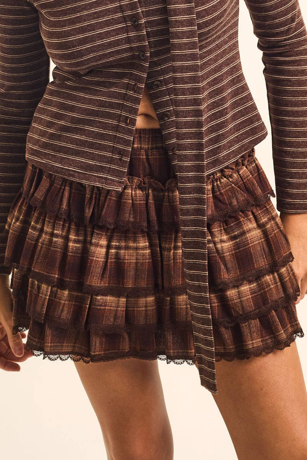 Plaid Tiered Ruffle Mini Skort
