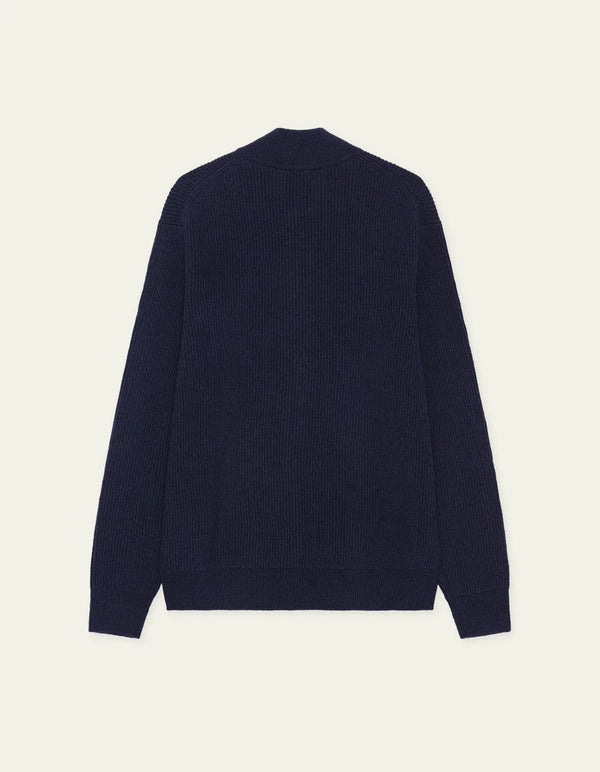 Wool Rib Zipper Knit
