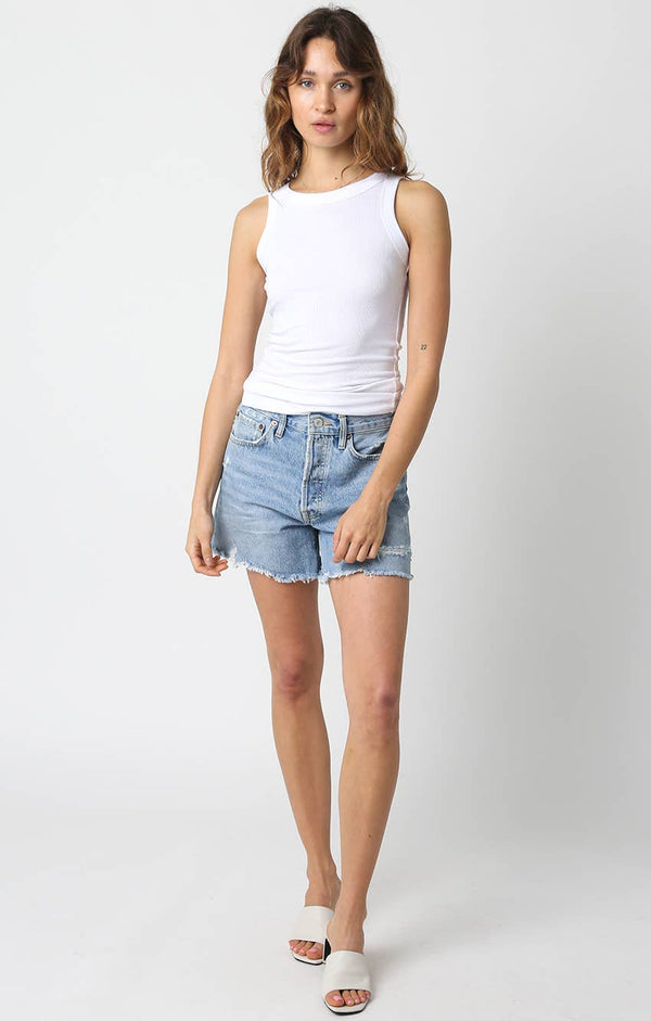 Ribbed Fitted Scoop Neck Tank Top