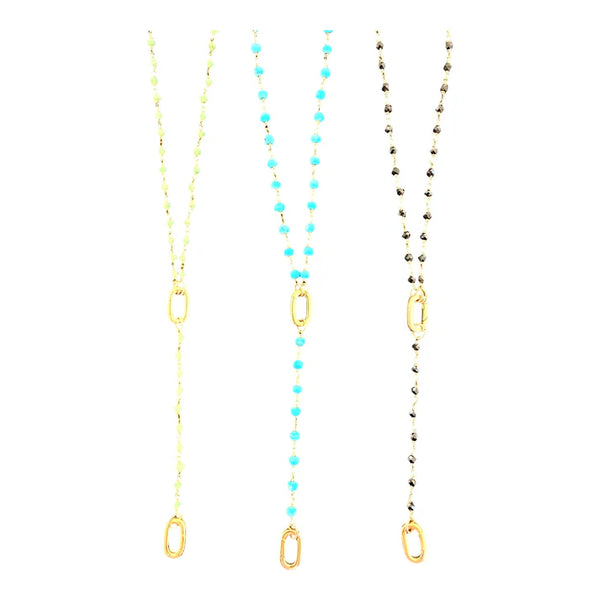 Gemstone Charm Holder Drop Necklace w/ Extender