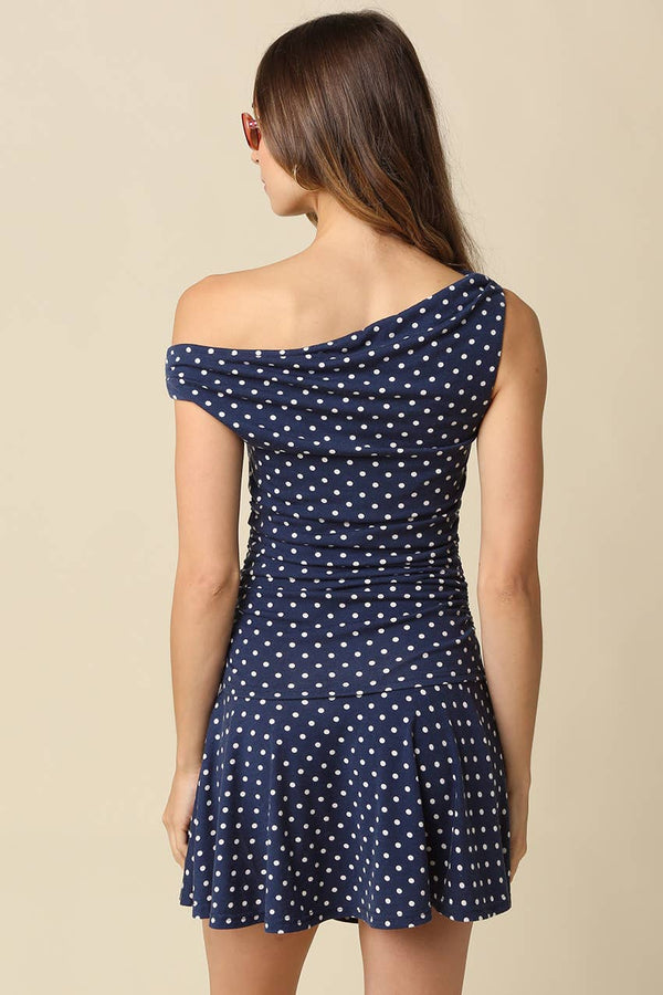 Sophia One Shoulder Polka Dot Mini Dress