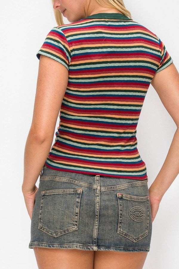 Striped V-Neck Tee