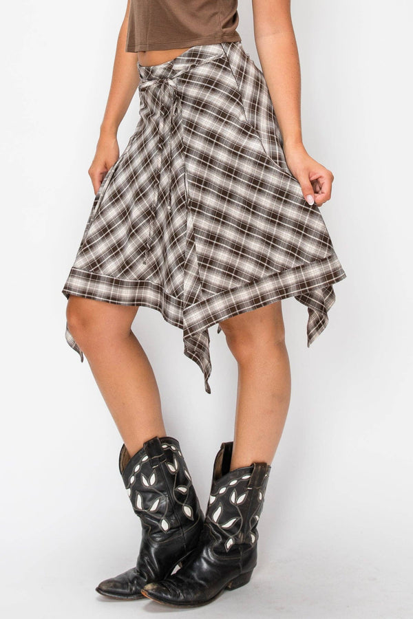 Plaid Handkerchief Hem Skirt