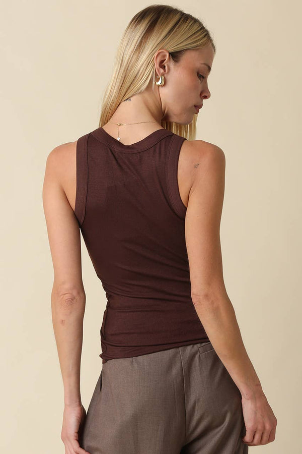 Ribbed Fitted Scoop Neck Tank Top