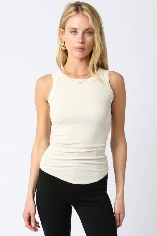 Ribbed Fitted Scoop Neck Tank Top