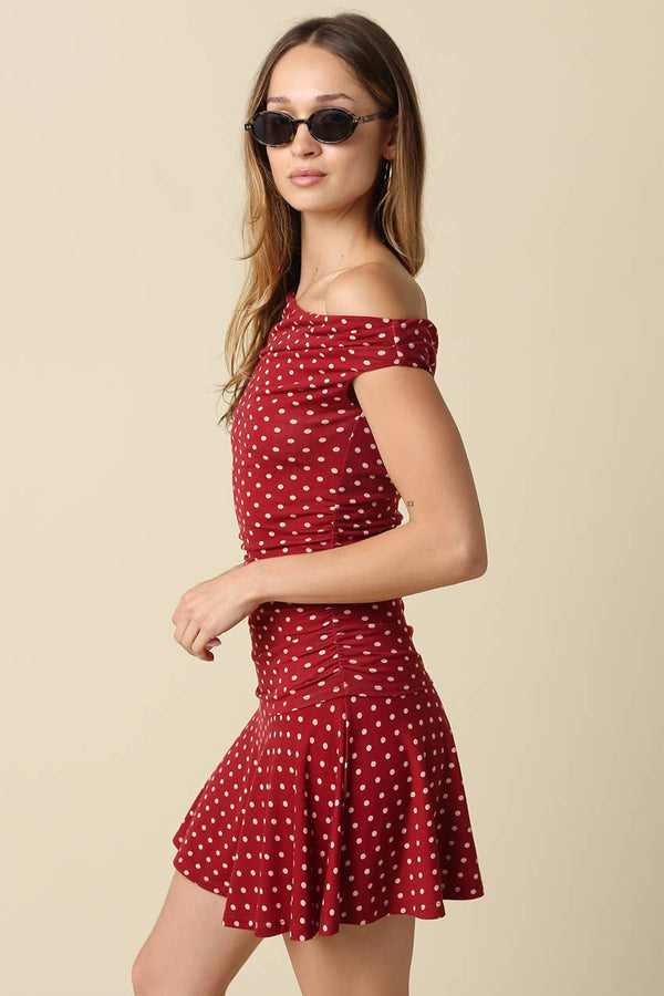 Sophia One Shoulder Polka Dot Mini Dress
