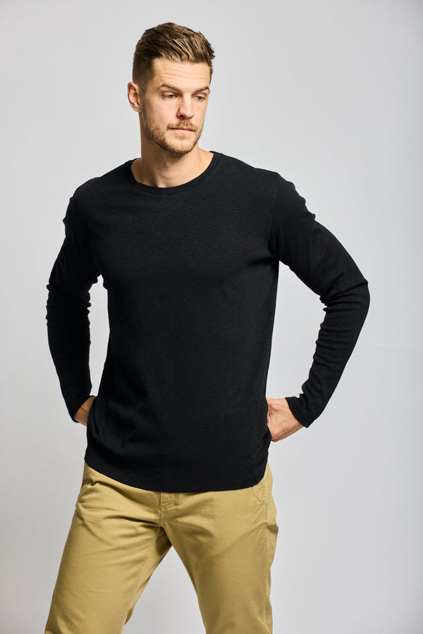 Long Sleeve Slub Crew Neck