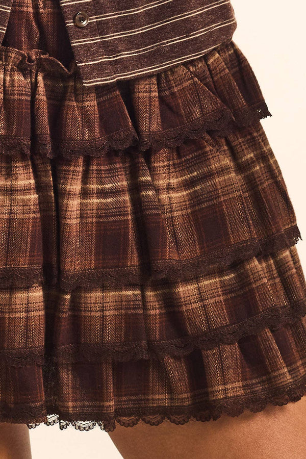 Plaid Tiered Ruffle Mini Skort