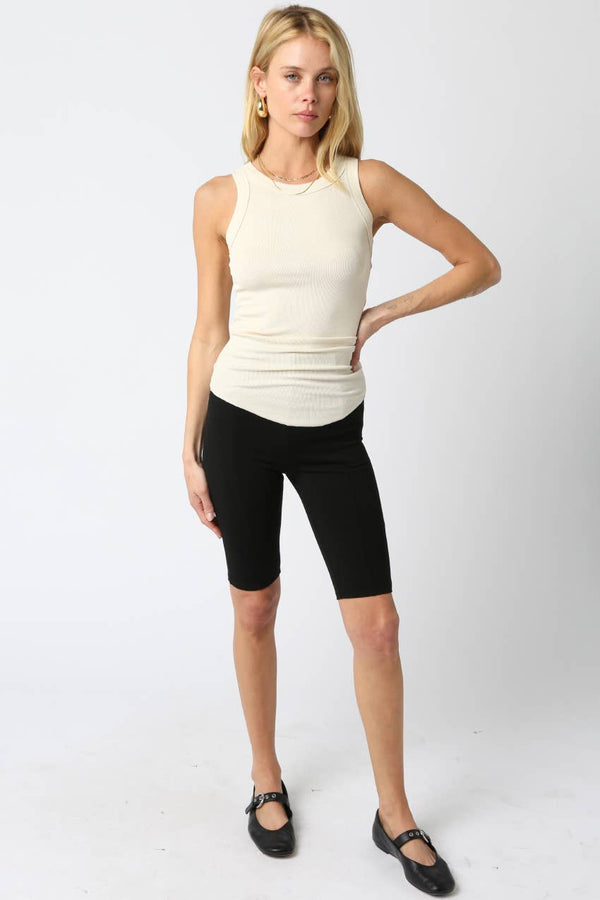Ribbed Fitted Scoop Neck Tank Top