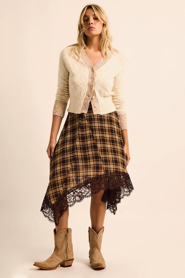 Marled Knit Button-Front V-Neck Raglan-Sleeve Cardigan