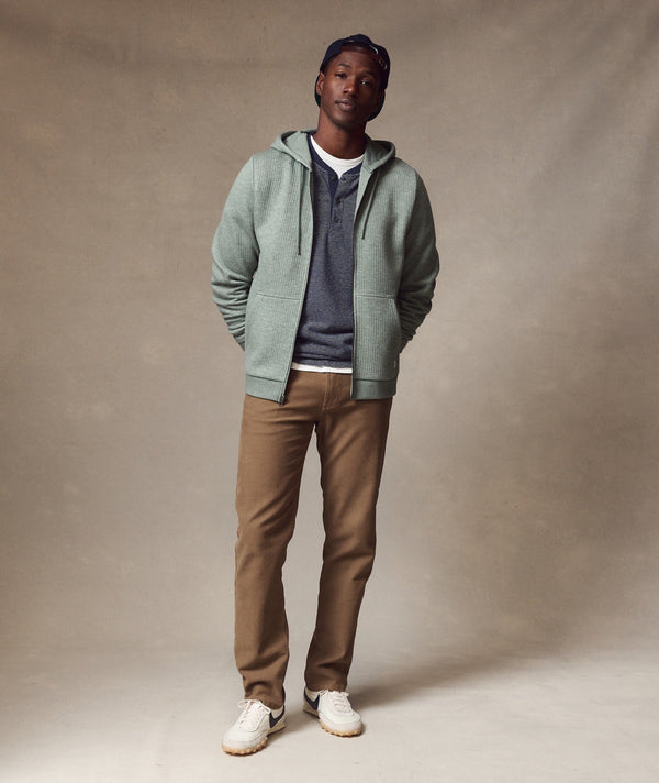 Marine Layer Corbet Quilted Zip Hoodie — dusty olive heather — image 4