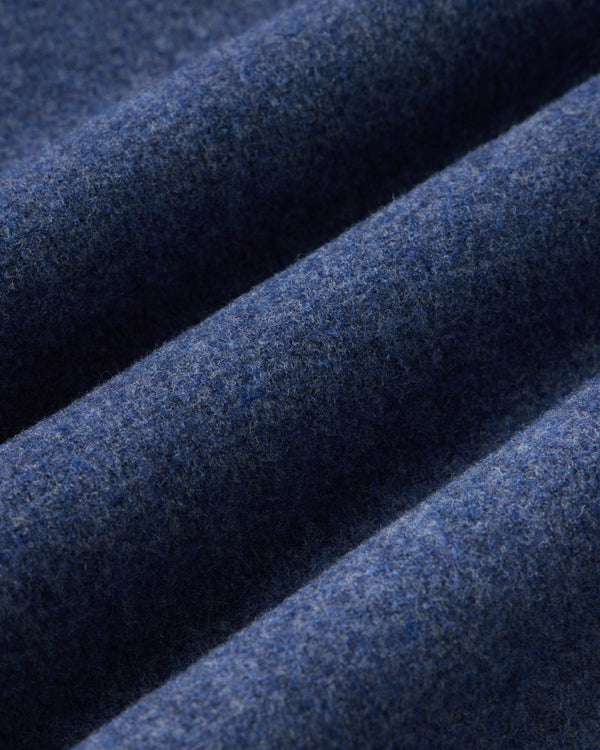 material shot of the fabric on The Maritime Shirt Jacket in Heather Navy Wool