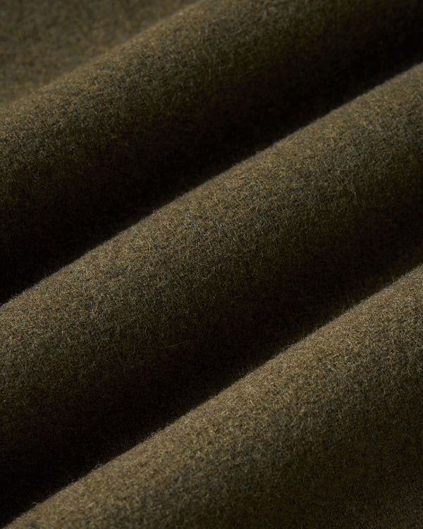 material shot of the fabric on The Maritime Shirt Jacket in Heather Olive Wool