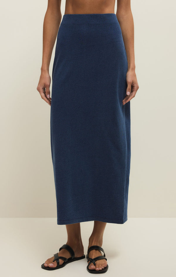 Gail Jersey Denim Midi Skirt
